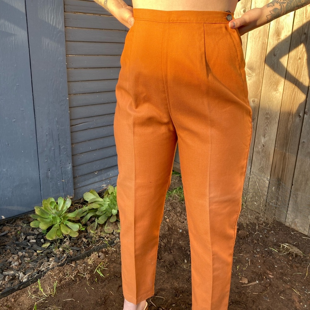 Burnt Orange side zip high waisted 1950’s pants